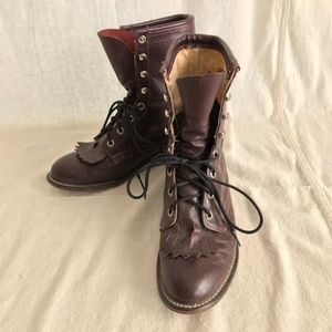 Burgundy Vintage Combat Boots
